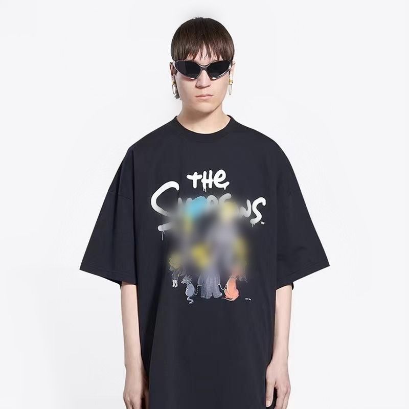 Verano primavera dibujos animados simpson impreso tee francia paris bordado letras camisetas hombres mujeres de