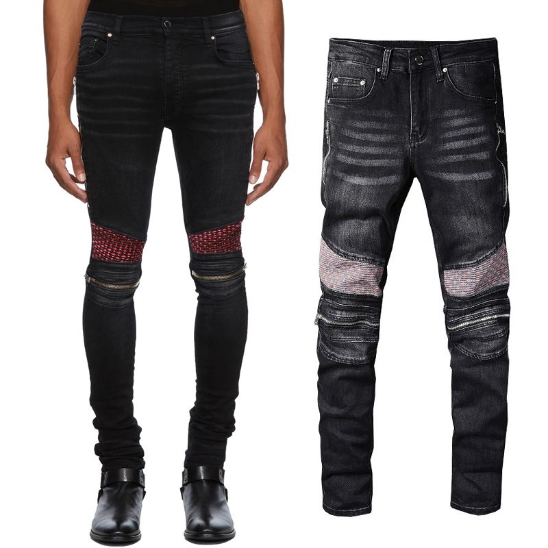 Compra Talla 40 Slim Fit Style Velvet Patches Jeans Para Hombre Ripped Wash  Bleach Barato | Entrega Rápida Y Calidad | Es.Dhgate