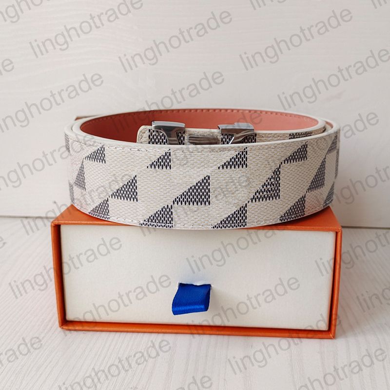 damier white+silver buckle