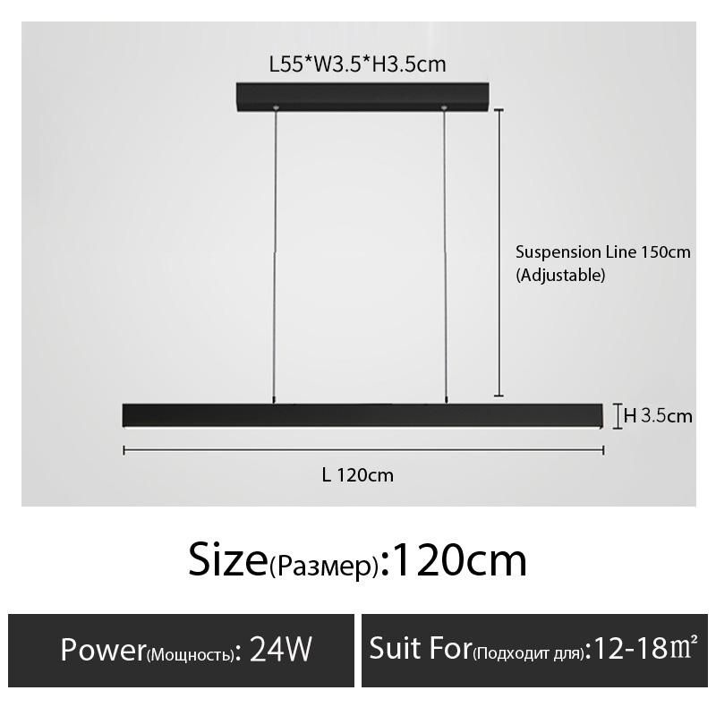 L120cm-Noir Lumière chauffée 3000K