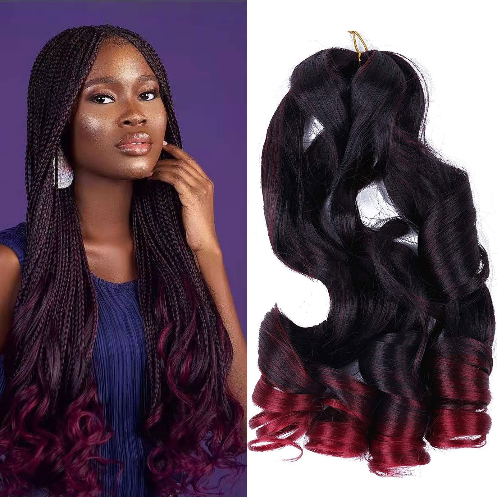 LANS 22 Inch French Curl Braiding Hair Loose Crochet Wavy 75g/pcs Synthetic  For Black Women Curly Braids Hair Extensions LS04Q