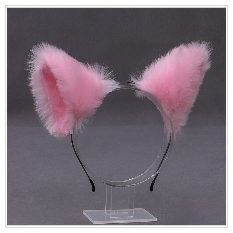Folded fox ears-pink-pink