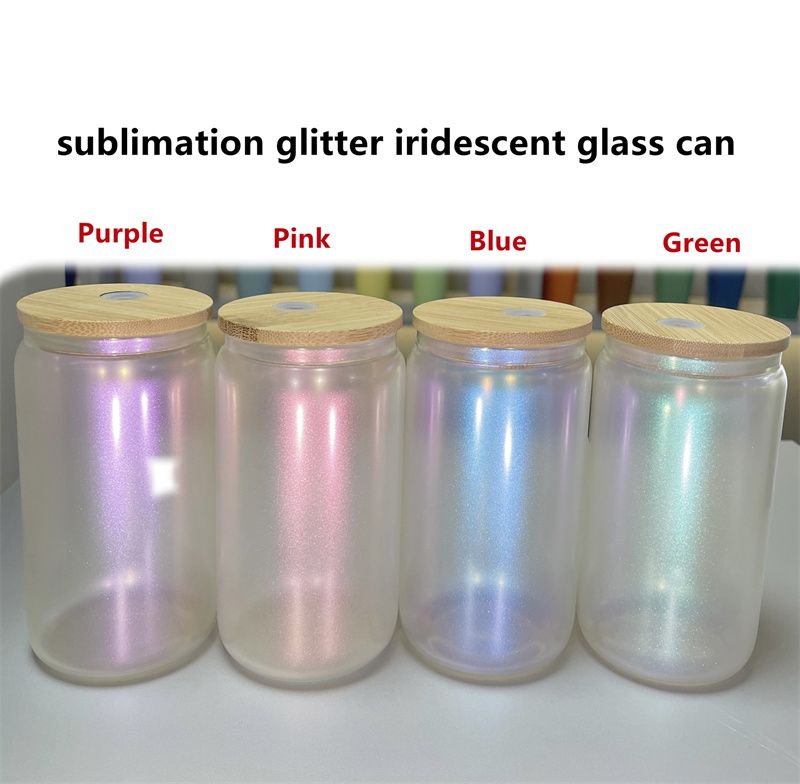 LumiGlow Glass Tumbler, Iridescent Sublimation Cup