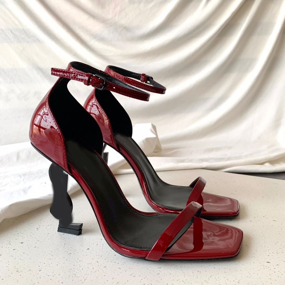 Burgundy Patent Leather-Black Heel