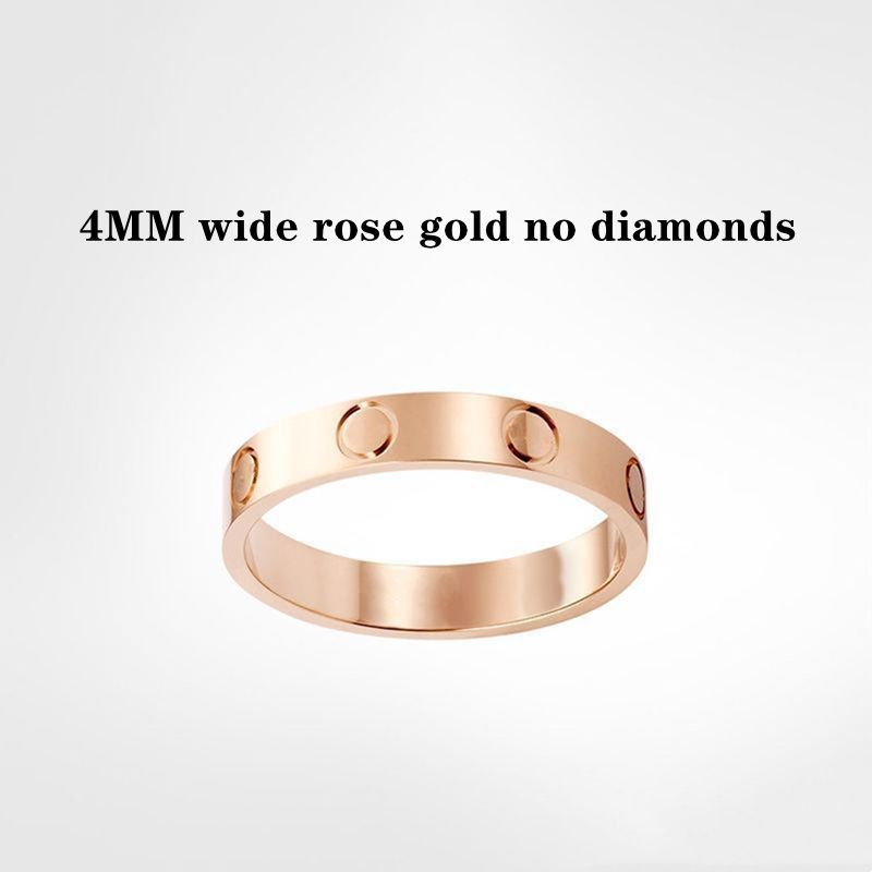 4mm Szerokie Różowe złoto Brak diamentów