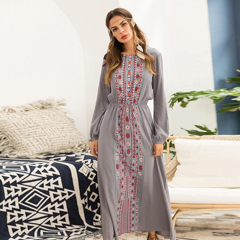 Casual Dresses Muslim Abaya Maxi Dress 