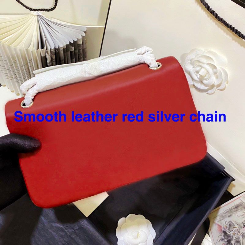 Smooth leather red silver chain