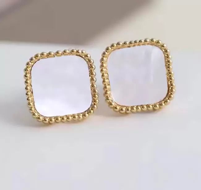 gold MOP stud earrings