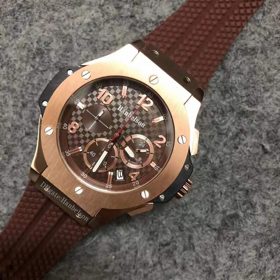 Rose Gold Fiber Dial Brown Strap