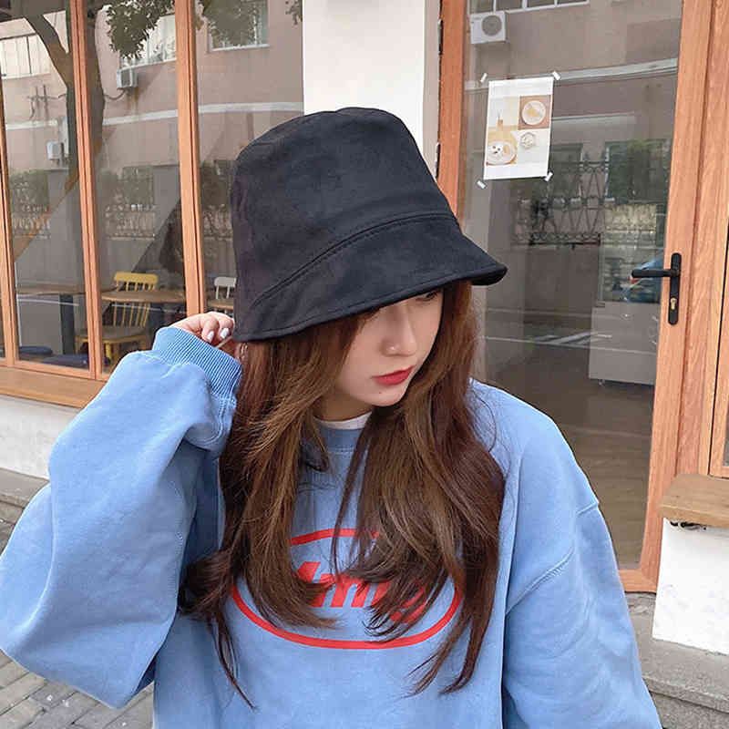 Fashion Solid Color Suede Bucket Hat 