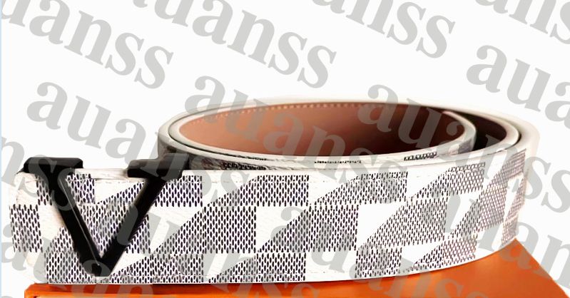 7 # Damier 화이트 벨트 + 블랙 버클