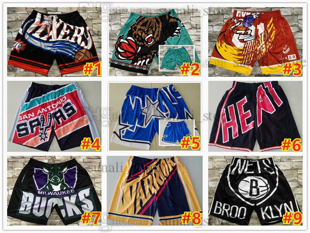 NCAA Men Basketball Shorts JUST DON Pocket Retro Team Stitched JustDon Hip Pop Pant With Pockets