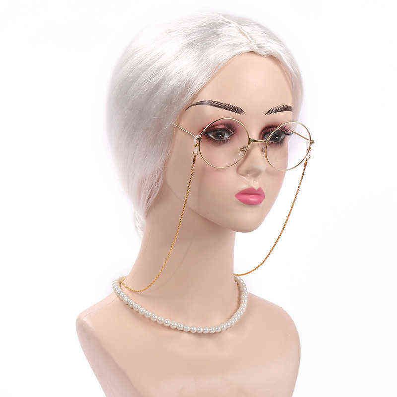 White Wig + Eyes + Glasses Chain + Nec
