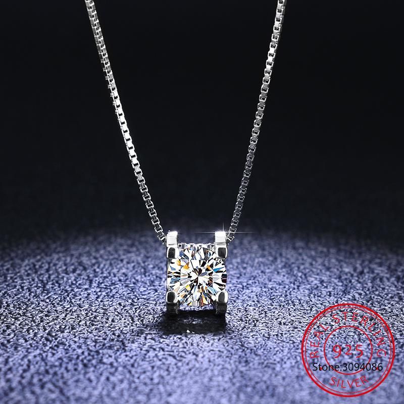 Ogrlice z obeski Sier 0,5 ct/1 ct/2 ct F barva Moissanite VVS Zaročna elegantna poročna ogrlica za ženske ob obletnici_voghion.com