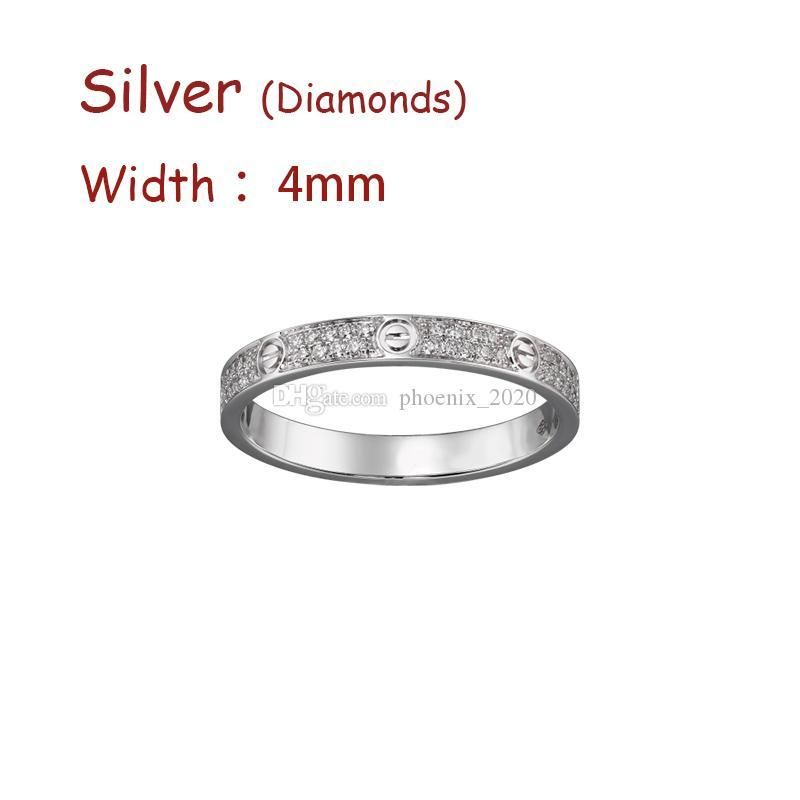 Silber (4 mm) -Diamonds Liebesring