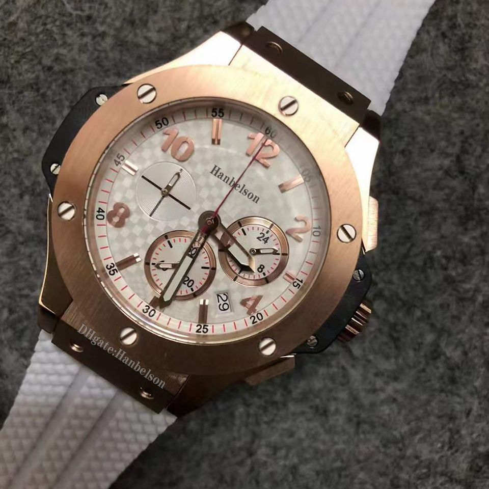 Rose Gold Fiber Dial White Strap