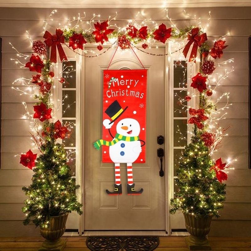 Decorações de natal para casa Papai Noel Porta pendurada Pintura de tecido  natal natal natal decoração