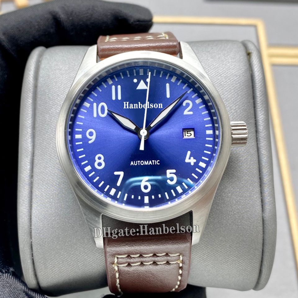 Blue Dial Brown Leather Strap