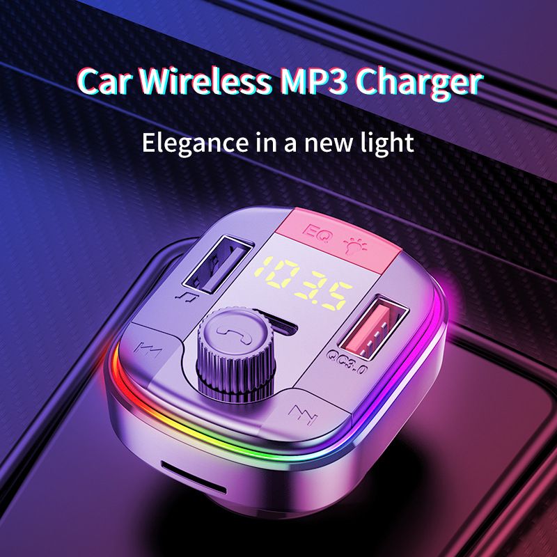 T832D Bluetooth FMトランスミッタ車MP3プレーヤーバックライトRGBワイヤレスハンズフリーカーキットサポートQC  3.0クイックチャージTF Uディスク再生を￥997 DHgate
