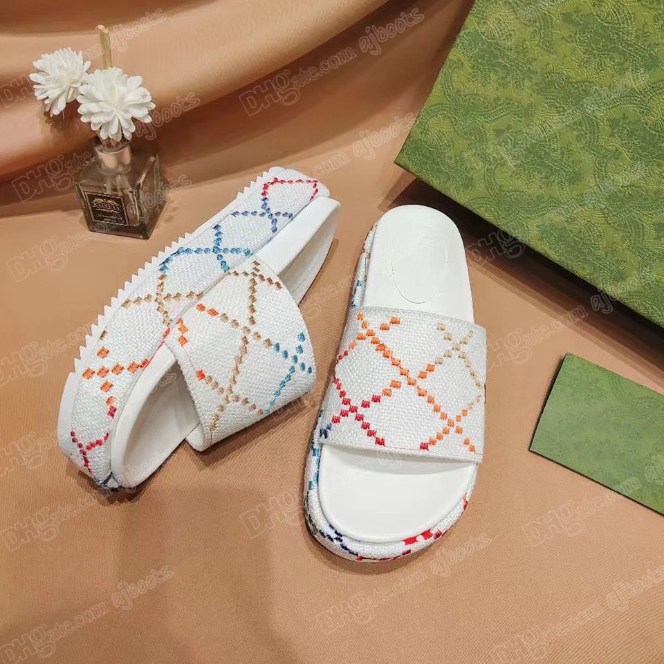 Luxury Designer Canvas Platform Slide Sandals With Thick Bottom, Letter  Embroidery, Platform Wedges, High Heel, And Box Perfect For Beach And  Dressy Occasions From Ajboots, $54.06