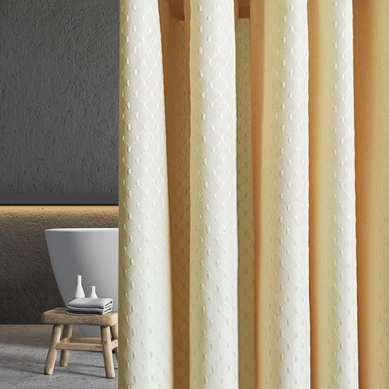 beige bath curtain