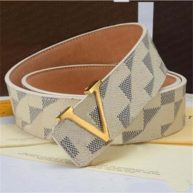 #1 damier white + gold buckle