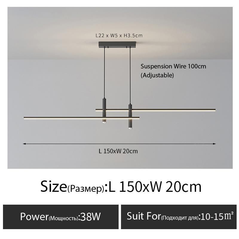 Black L150 cm Lumière chaude 3000K