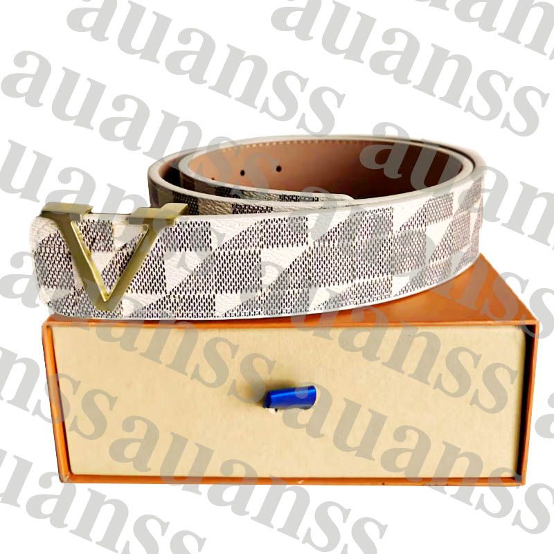 8 # Damier White Belt + Gold Buckle