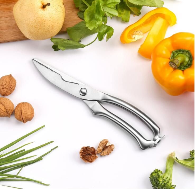 Heavy Duty Stainless Steel Poultry Shears For Bone, Chicken, Meat, Fish,  Seafood, Vegetables. Premium Spring Loaded Food Scissors. One piece Kitchen