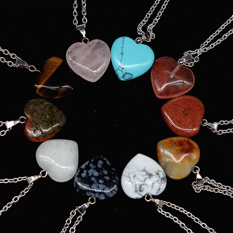 Сердце натуральные каменные ожерелья