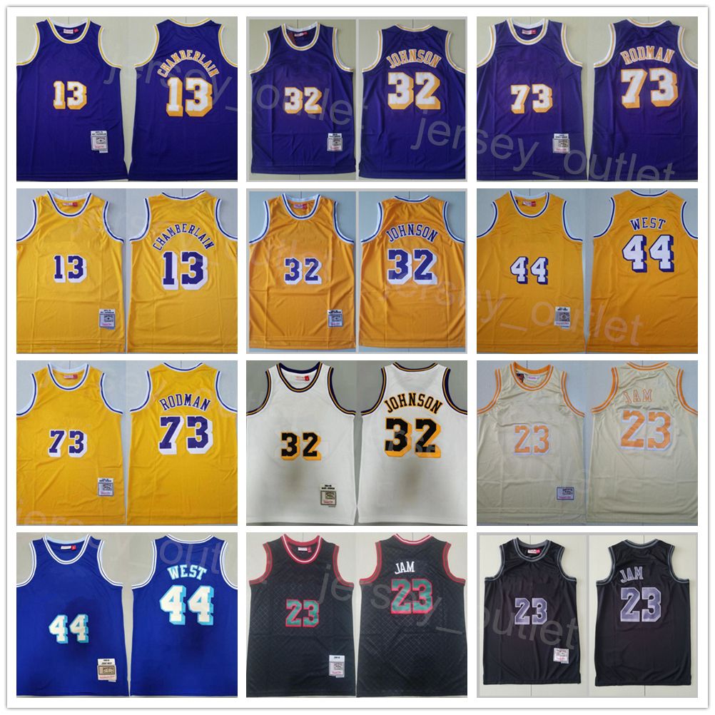 Hombres Mitchell y Ness Vintage Basketball West Jersey 44 Retro Dennis Rodman Wilt Chamberlain