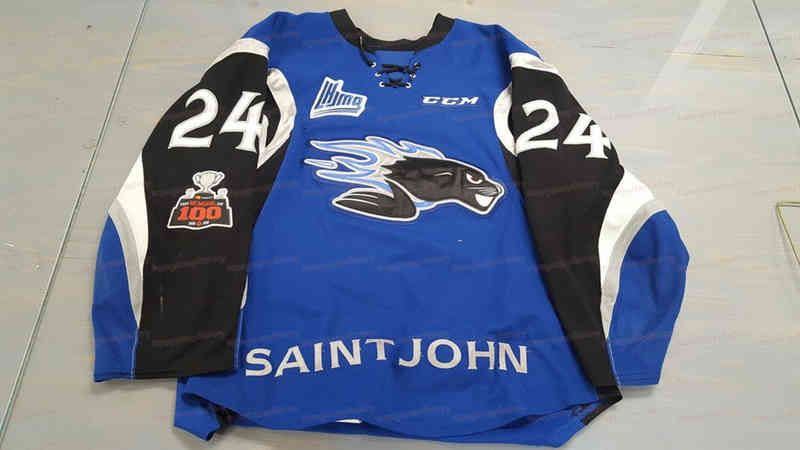 A3740 Saint John Sea Dogs Jersey Tomas Jurco Robbie Burt Yohan Plamondon  Cedric Pare Yohan Plamondon White Blue Worn Saint Jersey من 82.16ر.س