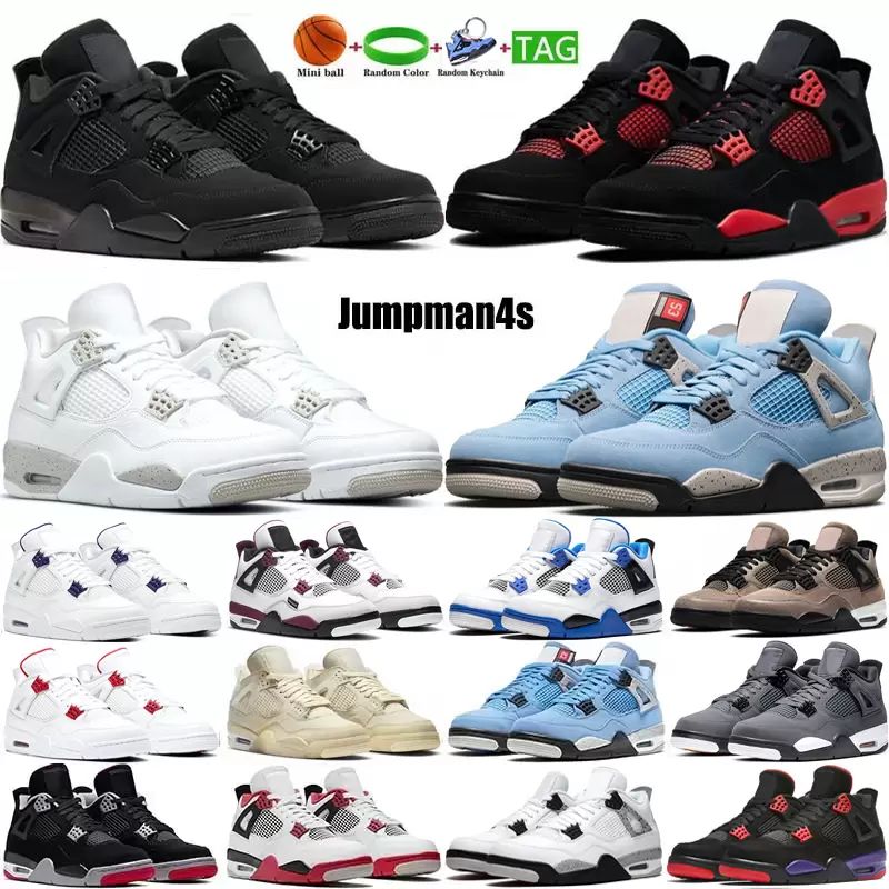 2022 Scarpe da basket da uomo Donne 4s Red Thunder 4 Black Cat ...