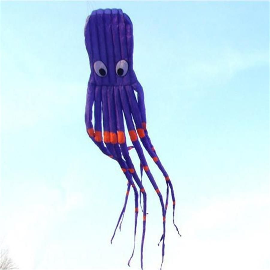 3D 26ft 8m Black 1 Line Stunt Parafoil Octopus POWER Sport Kite outdoor toy 2016 