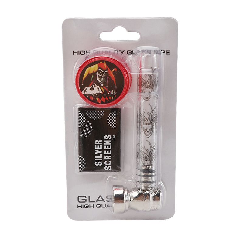 HerbMate Glass Smoking Spoon Pipe With Grinder & Filer Compact