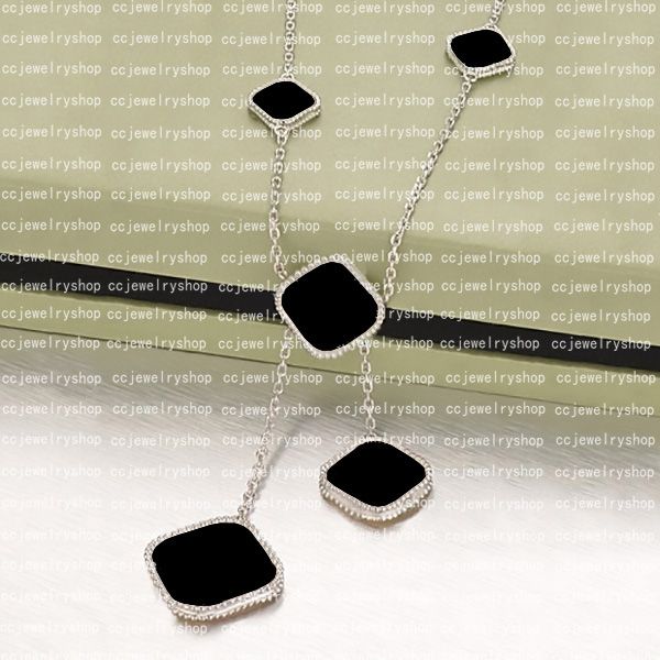 silver + Black (6 Flower Necklace