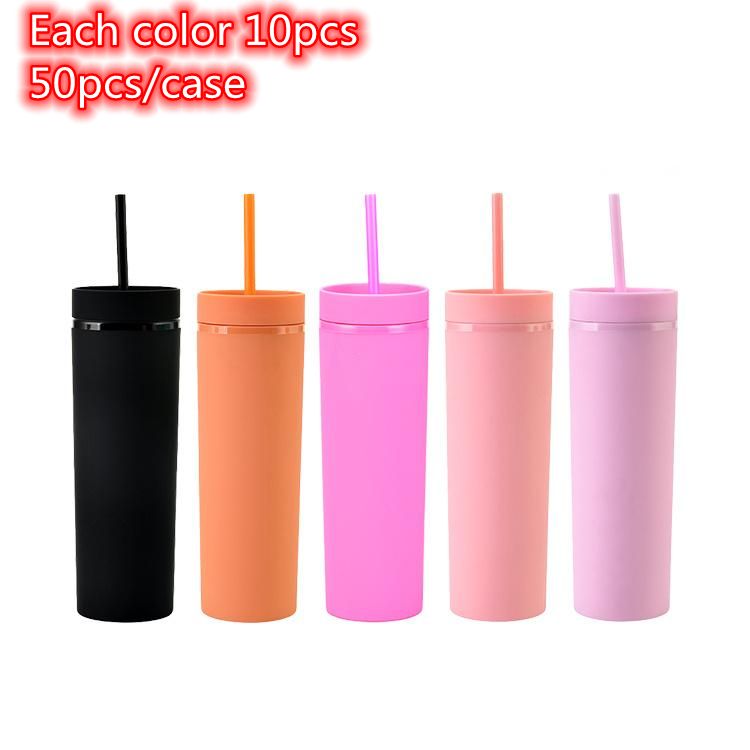 Tumblers flacos acrílicos de 16 oz (50 piezas/estuche)