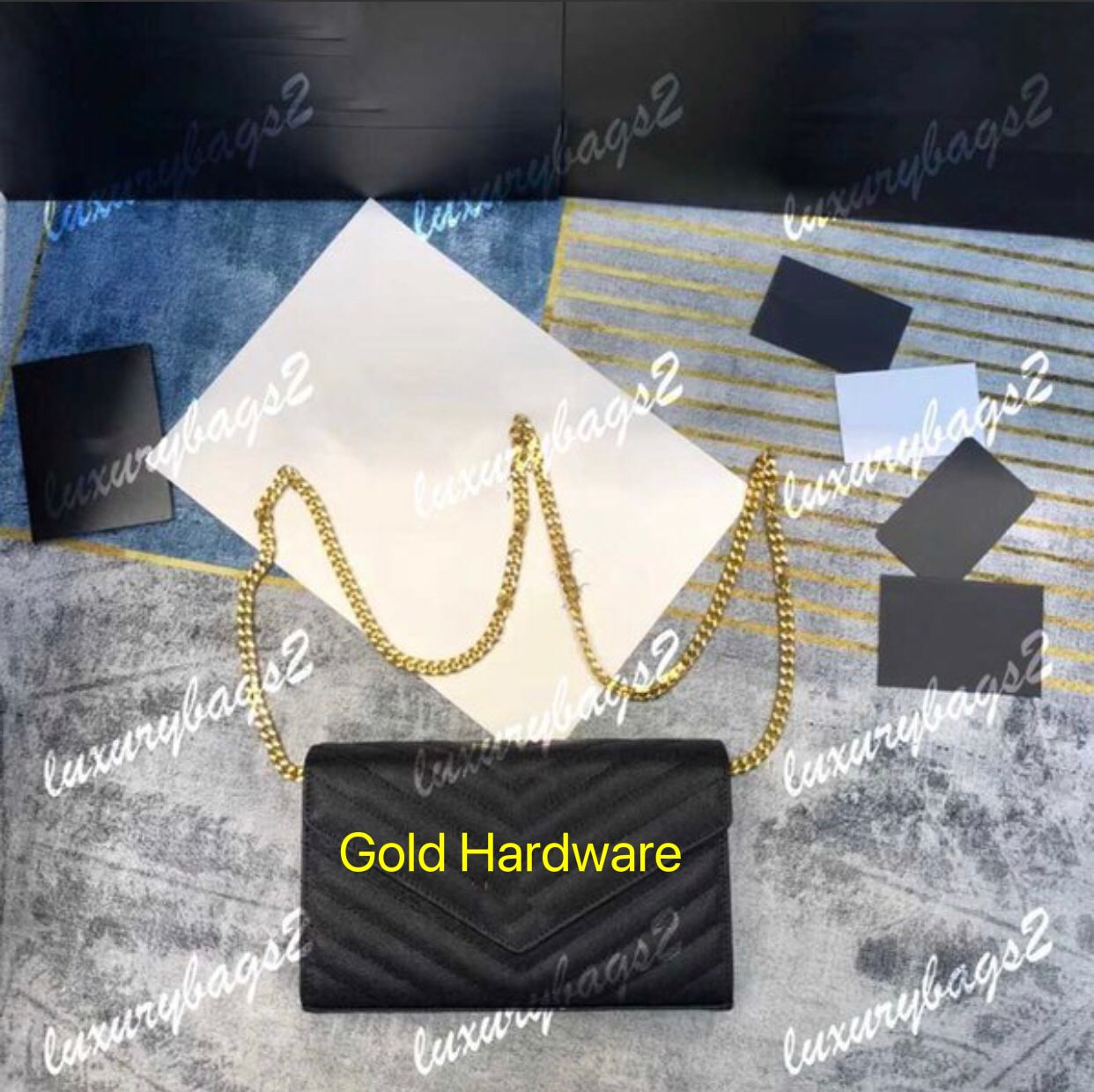 Borsa a catena-hardware oro nero