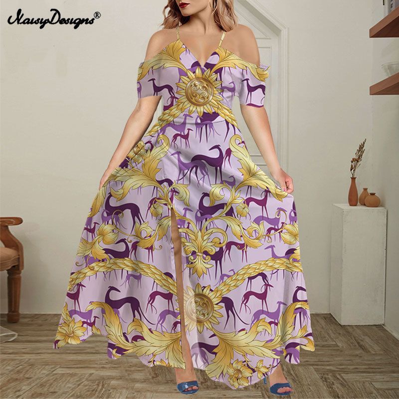 Gyllene blommig klänning