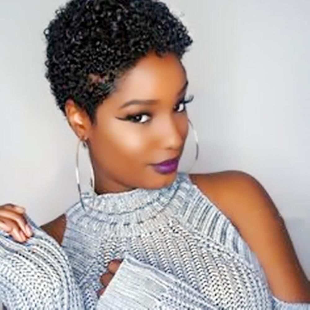 Pixie cut wigs Machine Made Natural color Real Remy Indian Human Hair Wig Afro Kinky Curly Short Wigs for Black Women Pixie cut wigs Machine Made Natural color Real Remy Indian Human Hair Wig Afro Kinky Curly Short Wigs for Black Women