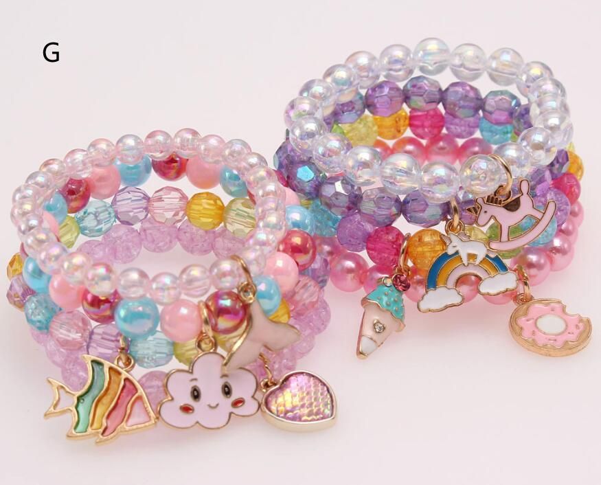 estéreo huella Especialmente Multi Candy Beads Kids Lucky Jewelry Bracelet Children Happy Love Heart  Charms Bracelets Girl Student Gift