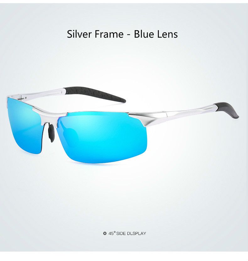 Silver - Blue Lens-with Glasses Bag