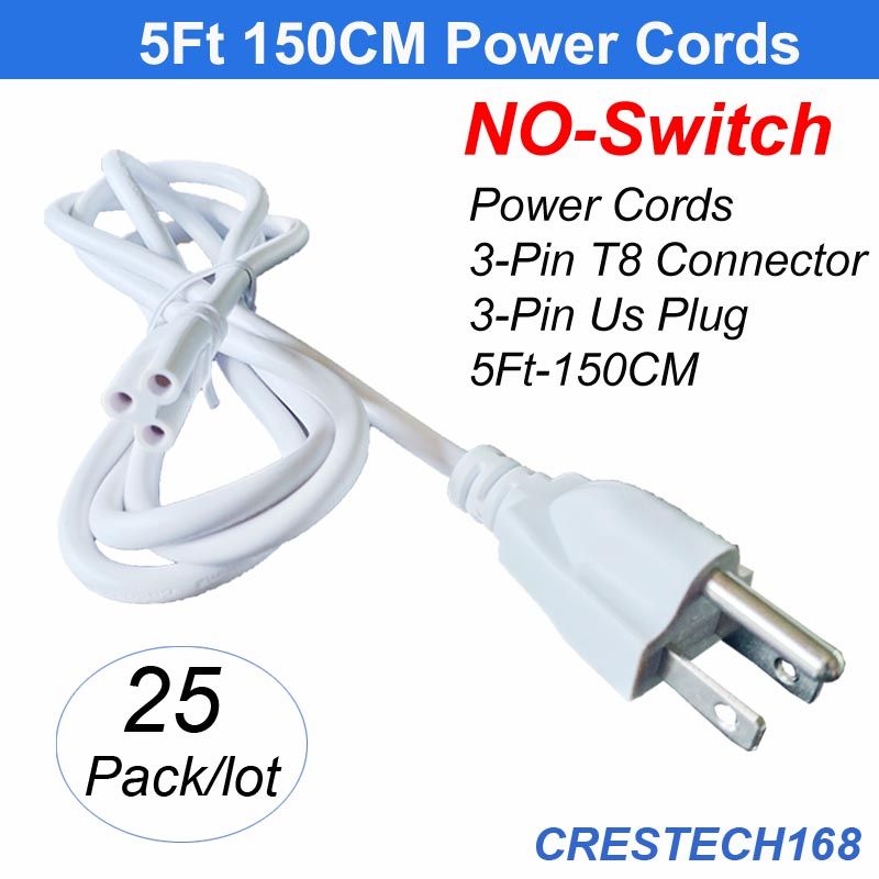 5Ft 3Pin US Plug without Switch