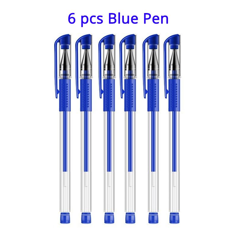 6 blå penna