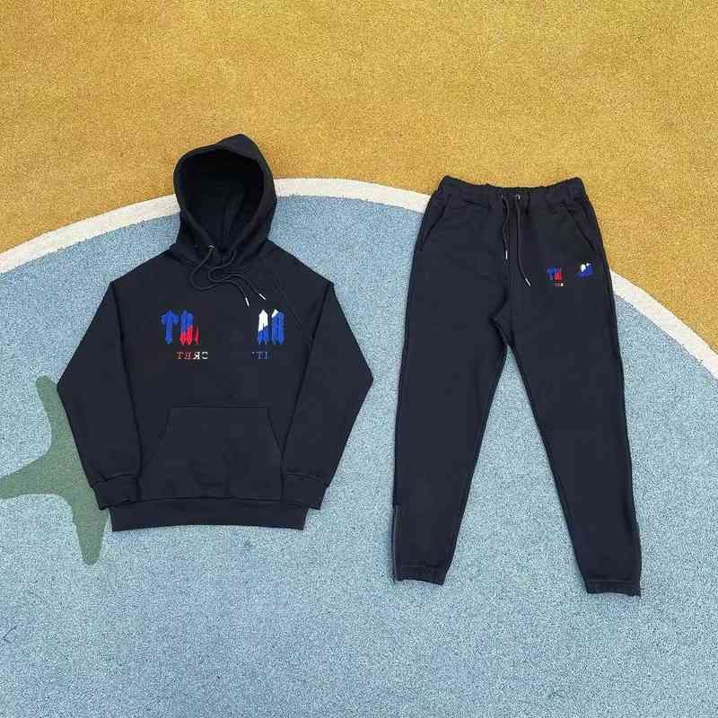 Costume à sweat à capuche noir (bleu, blanc et rouge)