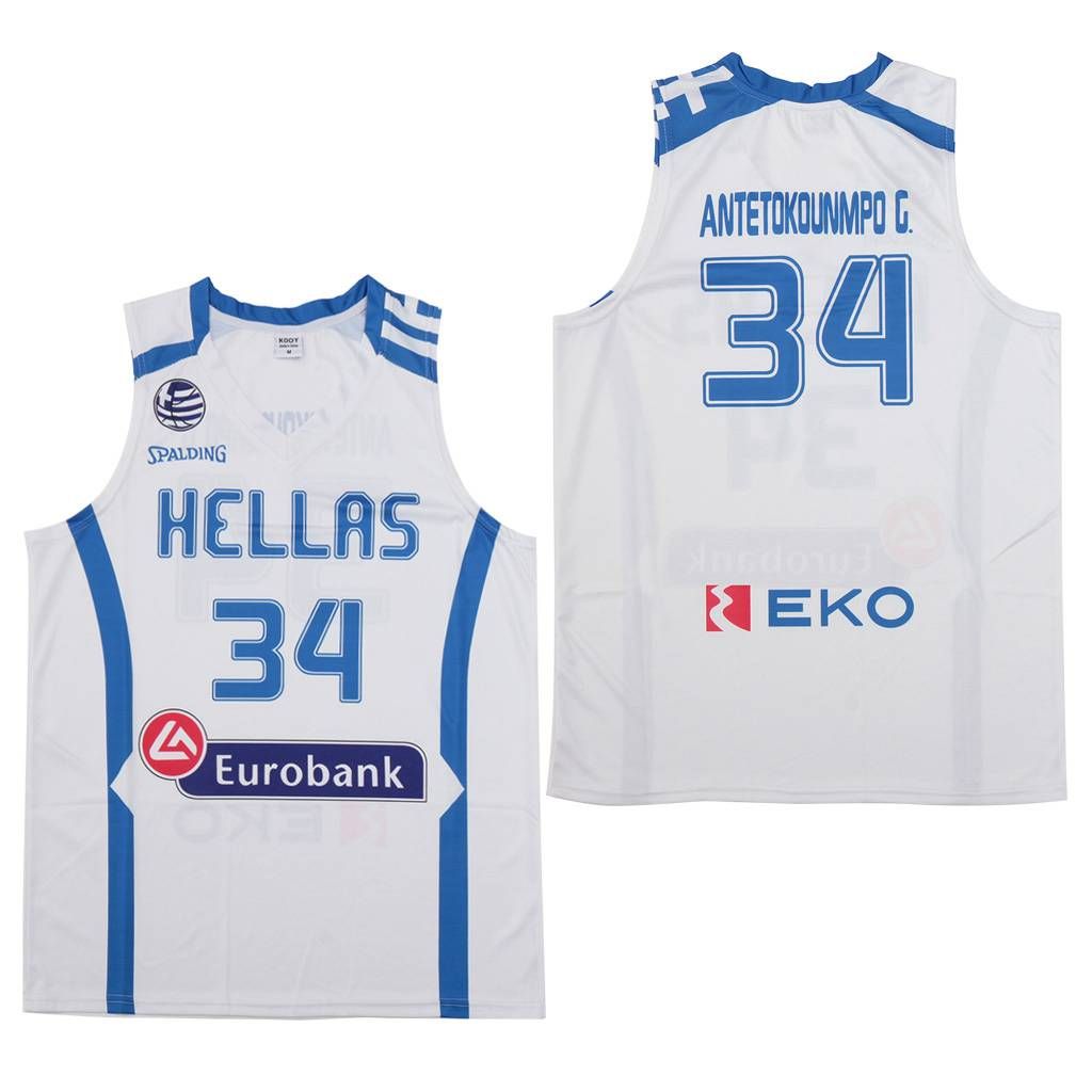 Mens Basketball Greece Hellas Giannis Antetokounmpo #34 National Team  Jerseys Blue White #13 Stitched Shirts S XXL From Redtradesport, $14.93