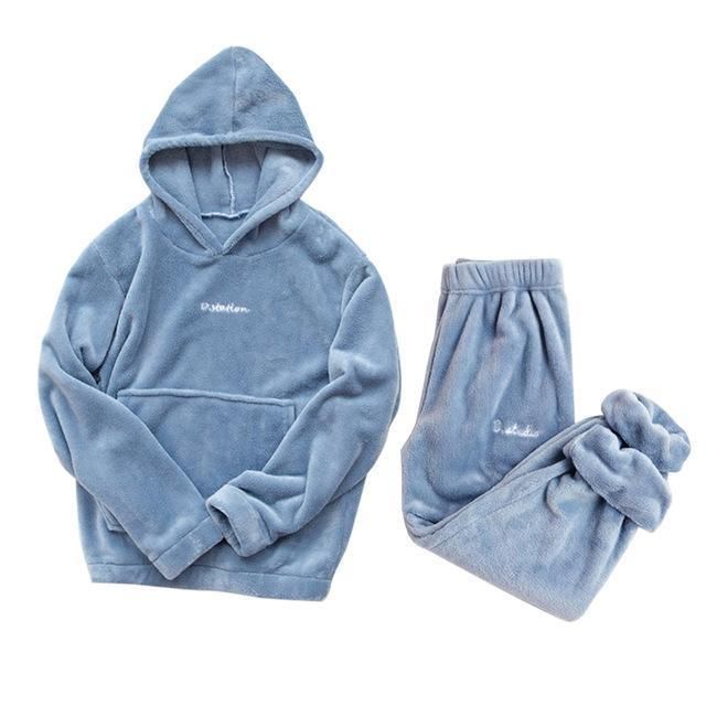 blue hooded