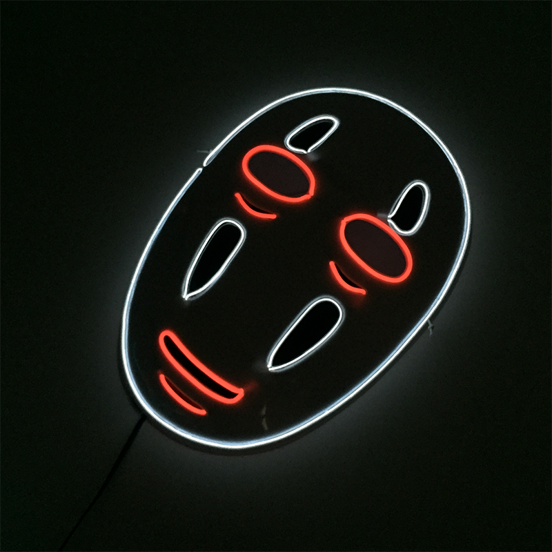 Party Masks Japanese Anime Movie EL Wire Mask Cosplay No Face Man Glowing LED Cartoon Mask Party Masks Japanese Anime Movie EL Wire Mask Cosplay No Face Man Glowing LED Cartoon Mask