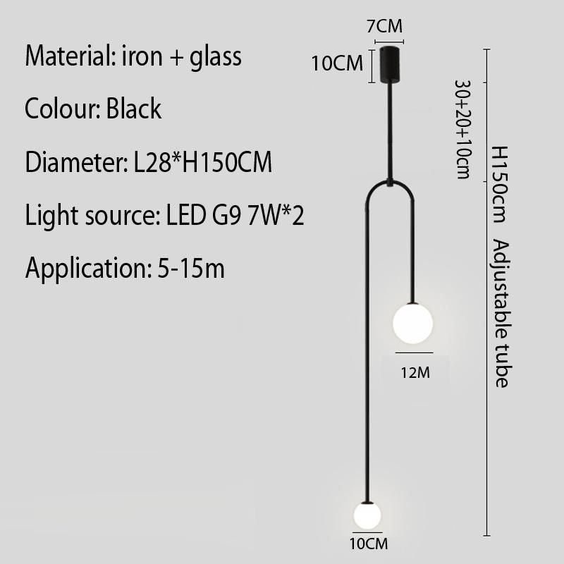 Svart H150cm vit ljus