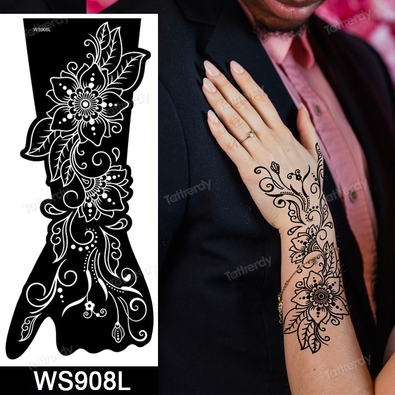 1 Sheet Flower Mandala Henna Tattoo Stencils for Painting Wedding on Hand Sleeve Bride Beauty Airbrush 1 Sheet Flower Mandala Henna Tattoo Stencils for Painting Wedding on Hand Sleeve Bride Beauty Airbrush